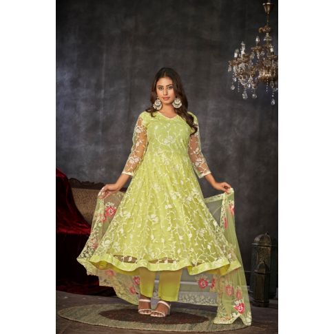 EMBROIDERD NET ANARKALI 3 PC SET